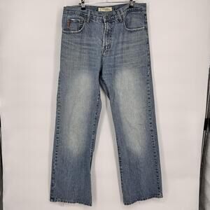 VTG Duck Head Jeans Mens 34x31 Blue Bootcut Distressed Denim Light Wash